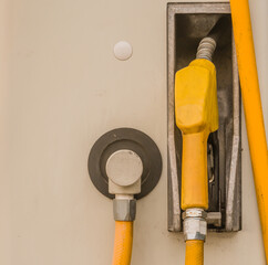 Gas pump handle with yellow cover