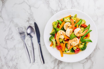 Stir fried mixed vegetables with shrimp
