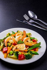 Stir fried mixed vegetables with shrimp