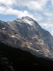 Instagram view of the North face of the Eiger mountain in a snow, Bernese Alps, Grindelwald, Switzerland