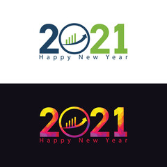 Happy 2021 new year card in finance style for your seasonal holidays flyers, 2021 Financial new year.
