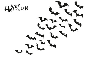 Fototapeta na wymiar The dark shadow of a group of ghost bats flying to suck blood on Halloween night.