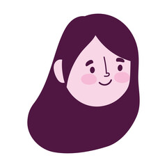 young woman face character cartoon isolated icon design