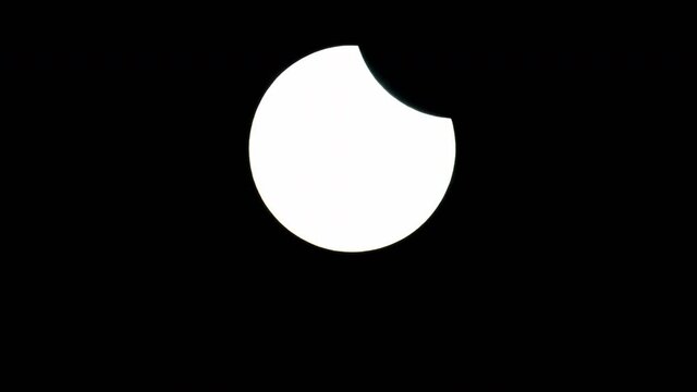 start phase solar eclipse .gentle camera. static shoot. tight details 1200mm lens f7 partial