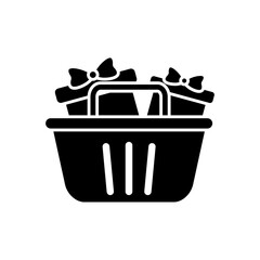 shopping bag with gift boxes, silhouette style