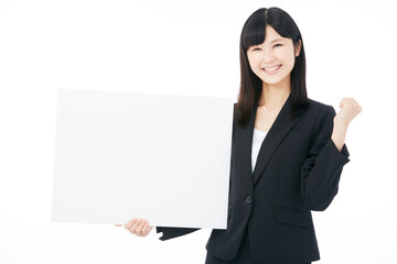 Naklejka premium 女性 ビジネス 白背景