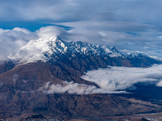 Snow covered mountains in winter, New Zealand