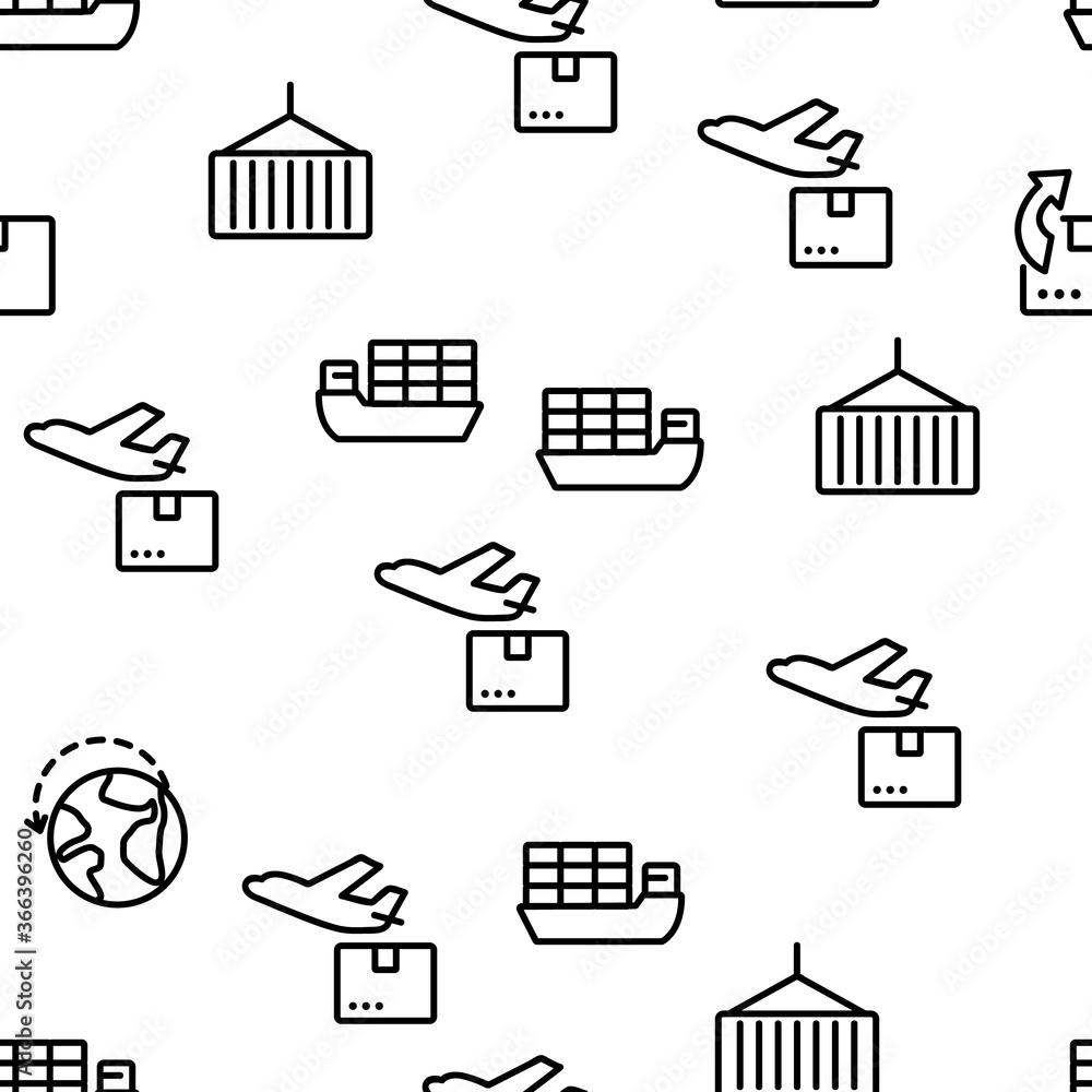 Poster export global logistic vector seamless pattern thin line illustration