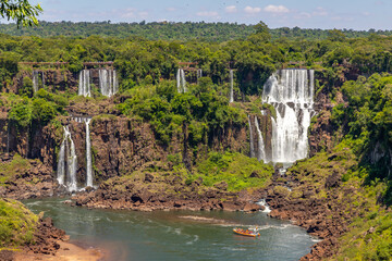 Fototapeta na wymiar Forest, waterfalls and river with rocks