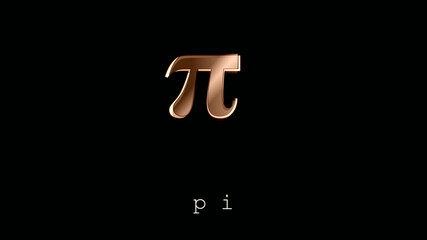 Digital graphic, logo, poster. Sign, symbol, lowercase letter of the Greek alphabet, the 16th letter, Pi. Simplicity and elegance in the icon in ocher tones and design effects. Sixteenth.