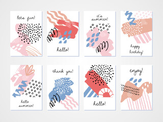 Abstract hand drawn colourful backgrounds set. Vector illustration.