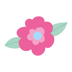 cute flowers leaves decoration cartoon isolated icon design