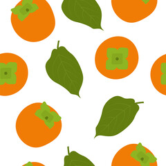 Persimmon Fruit. Seamless Vector Patterns 