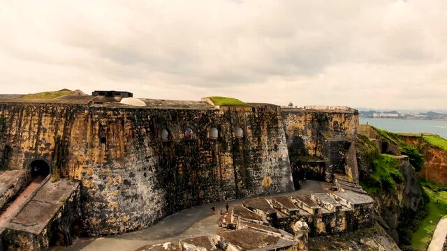 4k drone footage of castillo san felipe del morro in old san juan puerto rico