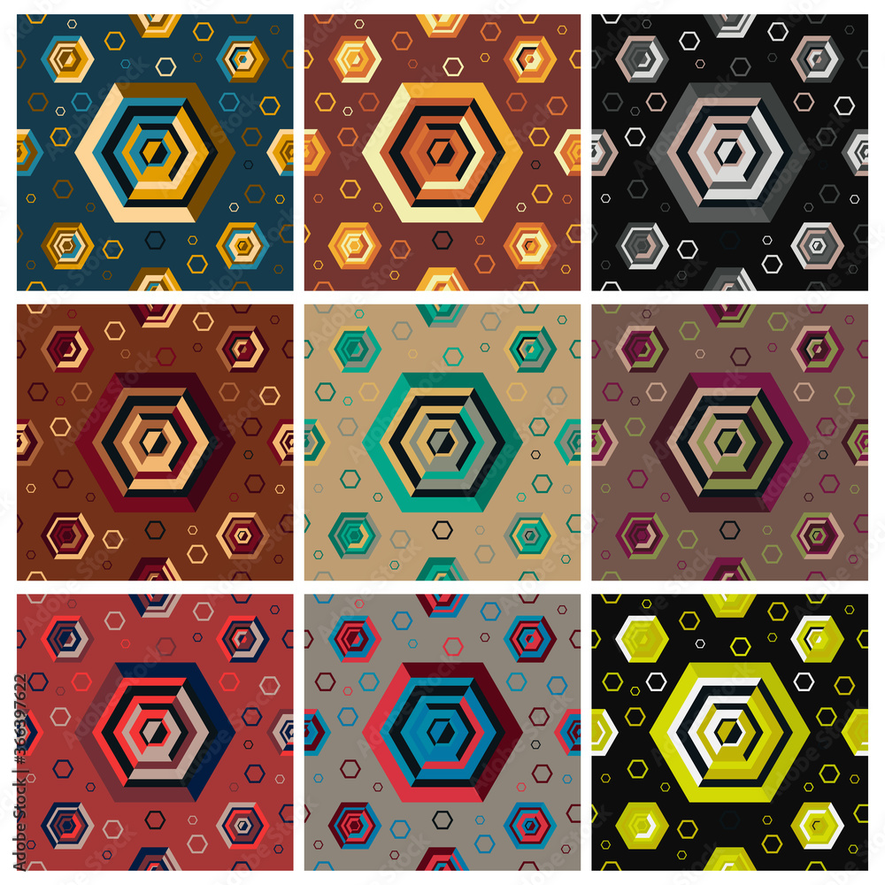 Aufkleber abstract hexagonal seamless pattern with colour combinations. modern design, minimalist, suitable fo