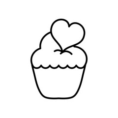 love cupcake icon, line style