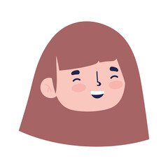 smiling girl face cartoon character isolated design icon