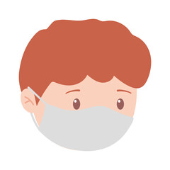 coronavirus covid 19, boy with medical mask, isolated design icon
