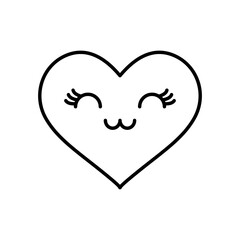 happy heart icon, line style