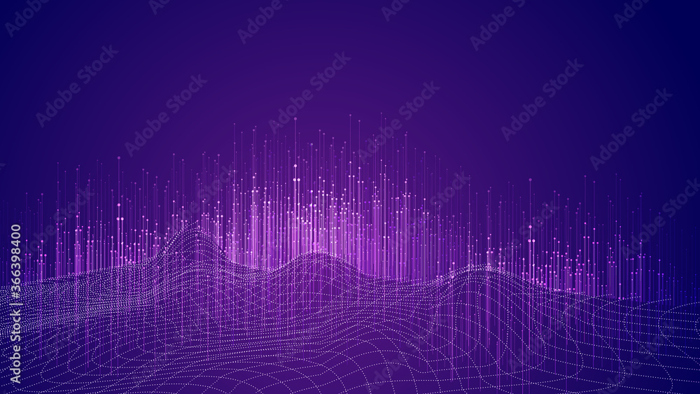Aufkleber point and line topographic map three-dimensional space big data internet technology background.
