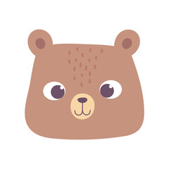 cute bear animal face cartoon isolated design icon