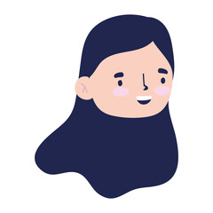 smiling girl face cartoon character isolated design icon
