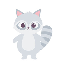 cute little raccoon animal cartoon isolated design icon
