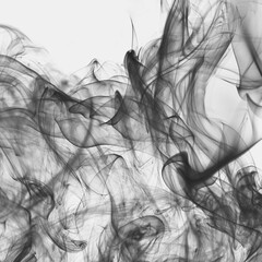Smoke movement Abstract black smoke isolated on white backgroundof.