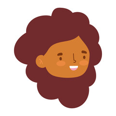 smiling girl face cartoon character isolated design icon