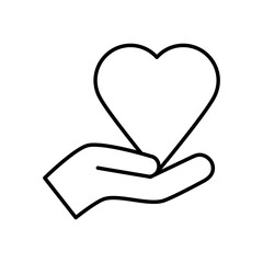 hand holding a heart icon, line style