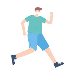 young man with medical mask running sport isolated design icon