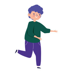 happy cartoon man character celebrating isolated design icon