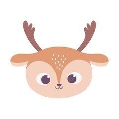 cute deer animal face cartoon isolated design icon