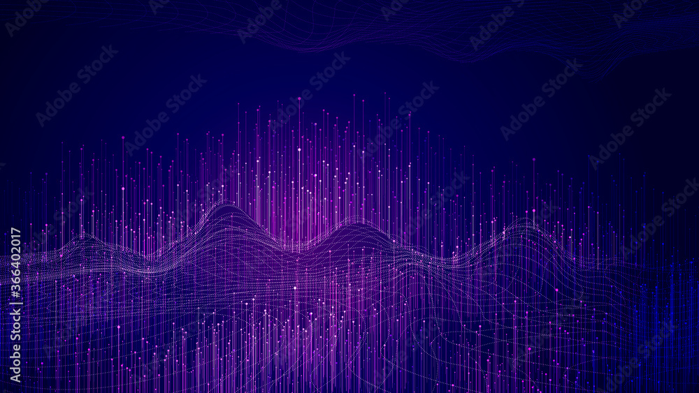Poster point line three-dimensional space terrain big data internet technology background.