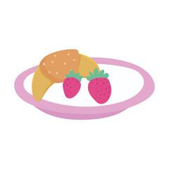 plate with fruits and bread food isolated icon design