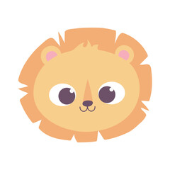 cute lion animal face cartoon isolated design icon