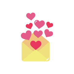 envelope with hearts, flat style