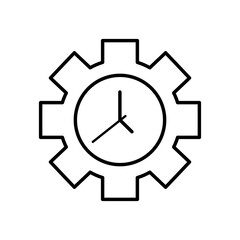 clock in gear wheel shape, line style