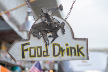 Food and drink shop signs made from steel plate