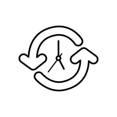 clock with sync arrows around, line style