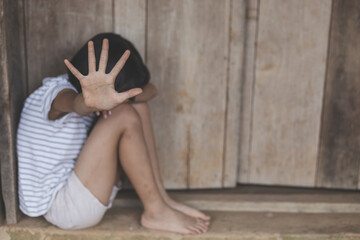 Stop violence and abused children. traumatized children concept.