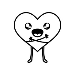 kawaii heart icon, line style