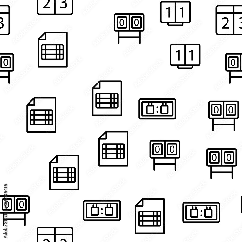 Poster scoreboard game tool vector seamless pattern thin line illustration