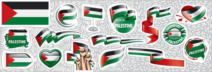 Vector set of the national flag of Palestine in various creative designs
