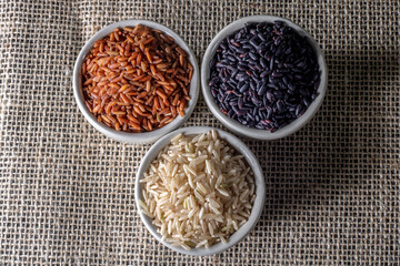 Black venus rice pile isolated on white background in Brazil