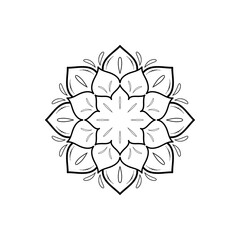Simple Mandala with floral style, Vector mandala Oriental pattern, Hand drawn decorative element. Unique design with petal flower. Concept relax and meditation use for page logo book