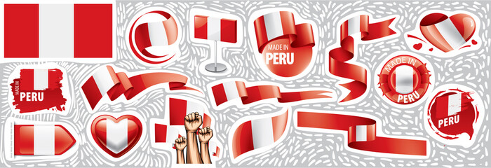 Vector set of the national flag of Peru in various creative designs