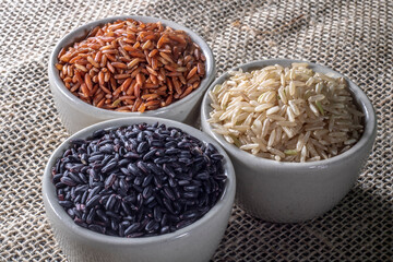 Black venus rice pile isolated on white background in Brazil