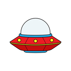 Cartoon UFO Spaceship Vector Illustration