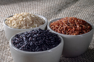 Black venus rice pile isolated on white background in Brazil